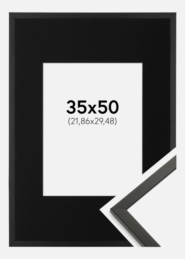 Ram med passepartou Rahmen Galant Schwarz 35x50 cm - Passepartout Schwarz 9x12 inches