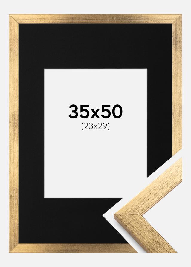 Ram med passepartou Rahmen Stilren Gold 35x50 cm - Passepartout Schwarz 24x30 cm