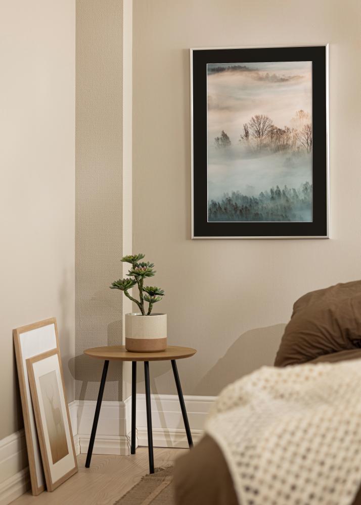 Ram med passepartou Rahmen New Lifestyle Silber 70x100 cm - Passepartout Schwarz 24x36 inches