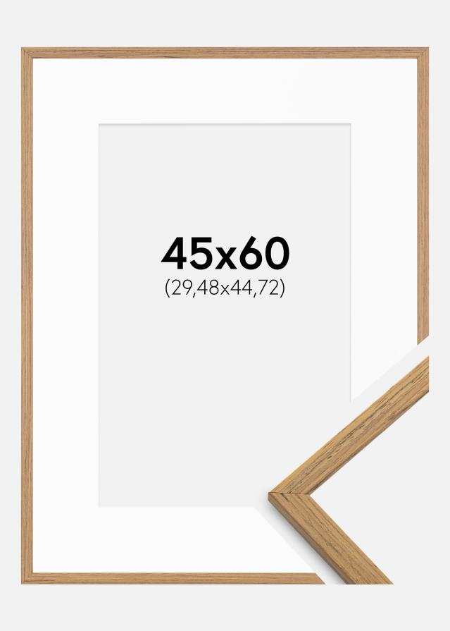 Ram med passepartou Rahmen Edsbyn Teak 45x60 cm - Passepartout Weiß 12x18 inches