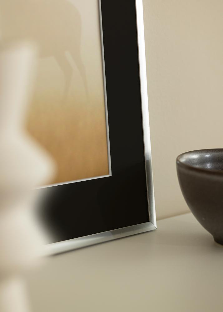 Ram med passepartou Rahmen New Lifestyle Silber 70x100 cm - Passepartout Schwarz 24x36 inches