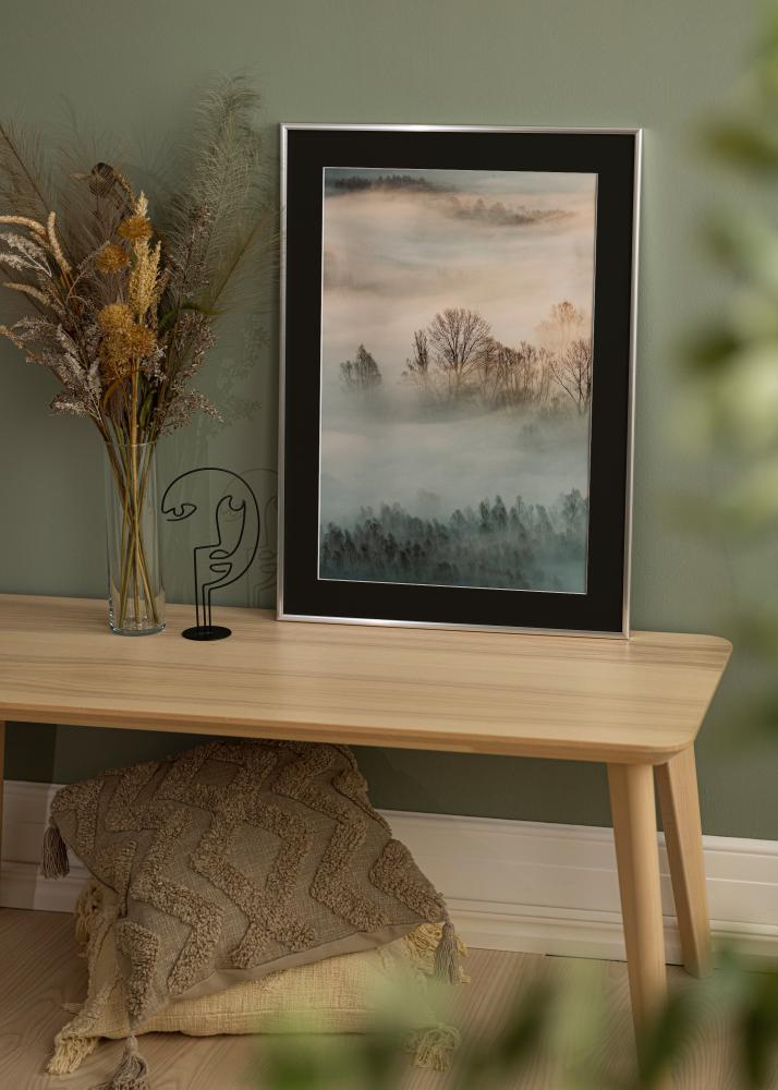 Ram med passepartou Rahmen New Lifestyle Silber 70x100 cm - Passepartout Schwarz 24x36 inches