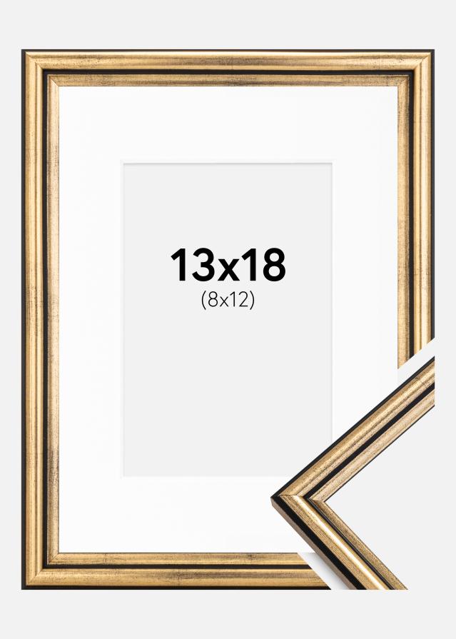 Ram med passepartou Rahmen Horndal Gold 13x18 cm - Passepartout Weiß 9x13 cm