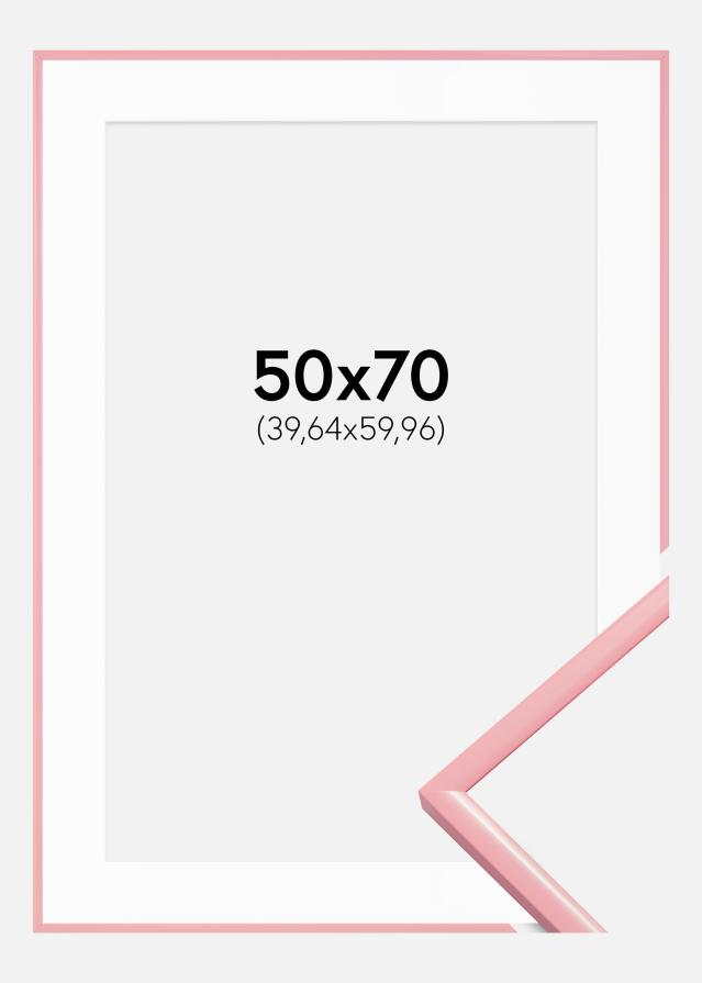 Ram med passepartou Rahmen New Lifestyle Rosa 50x70 cm - Passepartout Weiß 16x24 inches