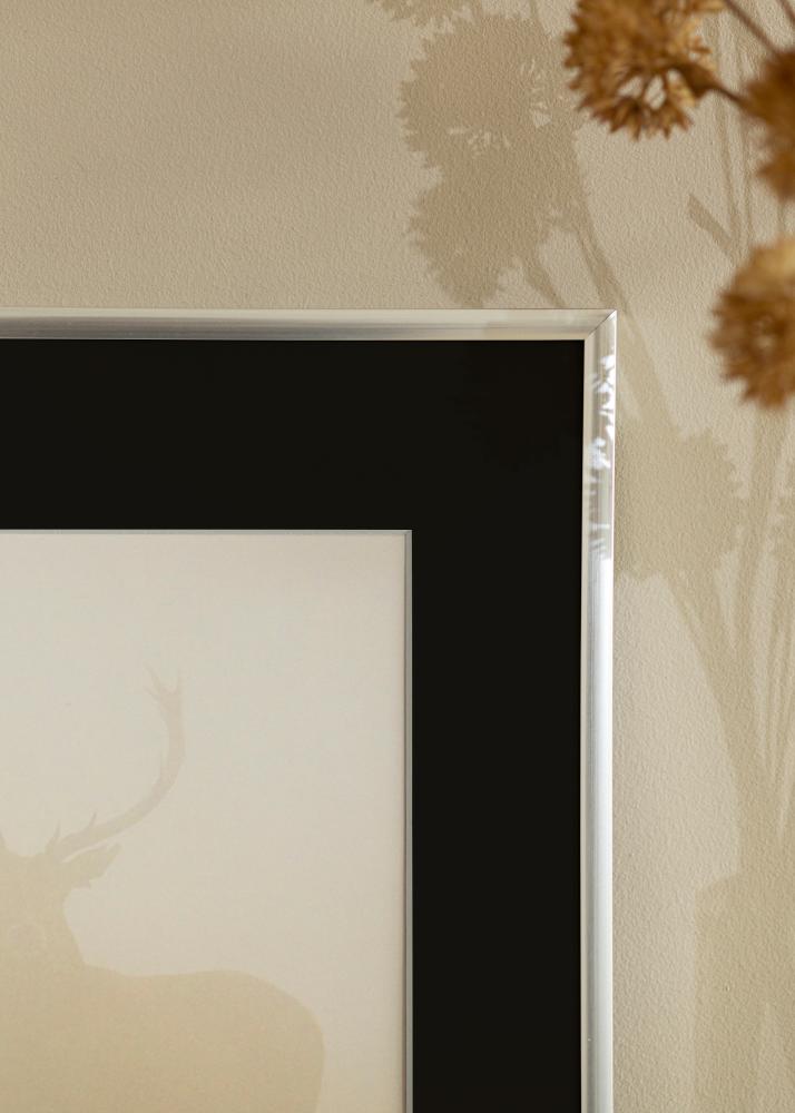 Ram med passepartou Rahmen New Lifestyle Silber 70x100 cm - Passepartout Schwarz 24x36 inches