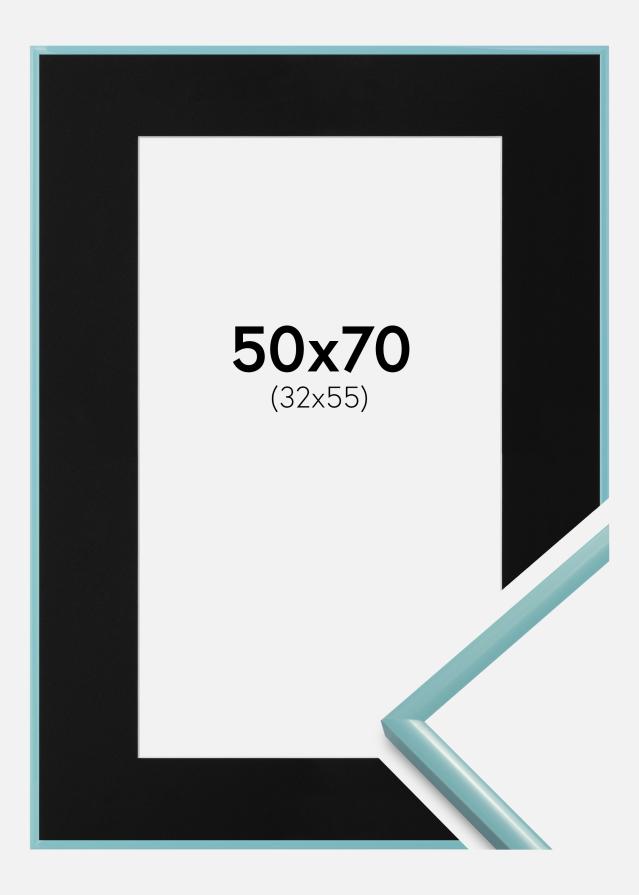Ram med passepartou Rahmen New Lifestyle Türkis 50x70 cm - Passepartout Schwarz 33x56 cm