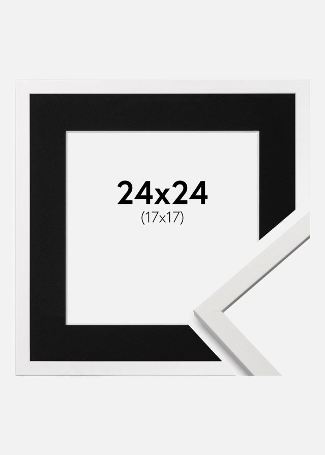 Ram med passepartou Rahmen Edsbyn Weiß 24x24 cm - Passepartout Schwarz 18x18 cm
