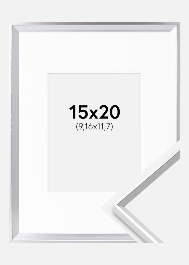 Ram med passepartou Rahmen Desire Silber 15x20 cm - Passepartout Weiß 4x5 inches