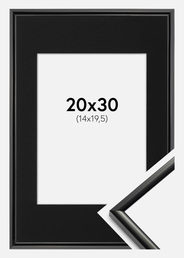 Ram med passepartou Rahmen New Lifestyle Schwarz 20x30 cm - Passepartout Schwarz 15x21 cm (A5)