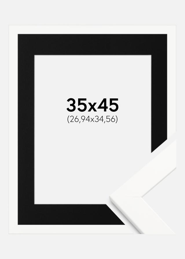 Ram med passepartou Rahmen Trendline Weiß 35x45 cm - Passepartout Schwarz 11x14 inches