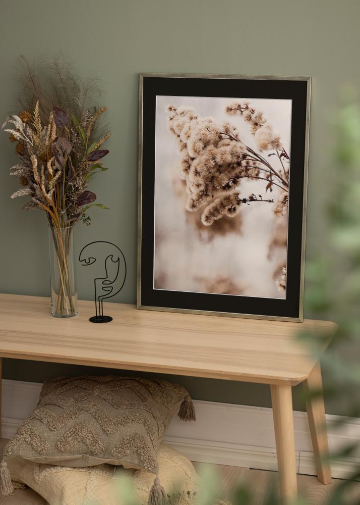 Ram med passepartou Rahmen Galant Silber 30x40 cm - Passepartout Schwarz 18x27 cm