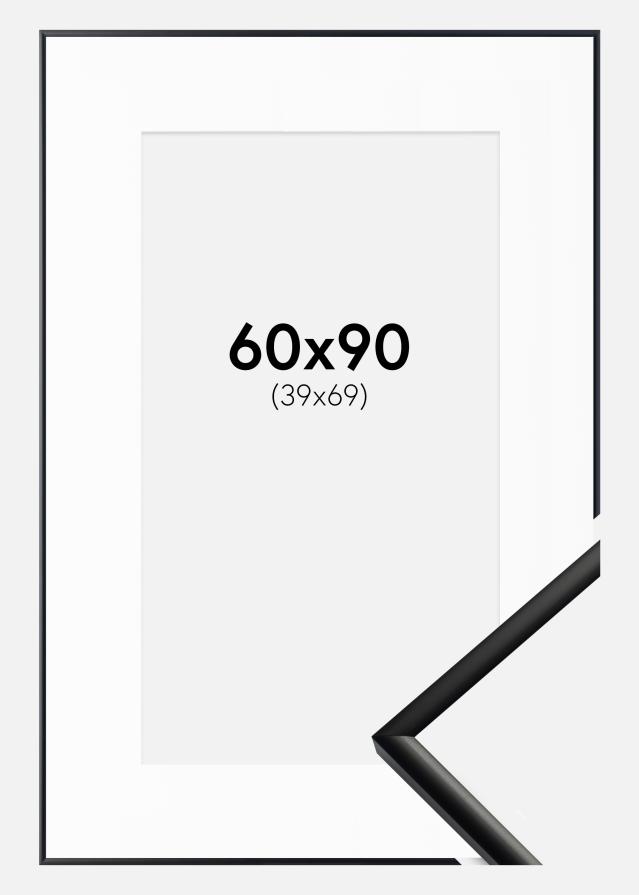 Ram med passepartou Rahmen New Lifestyle Matt Schwarz 60x90 cm - Passepartout Weiß 40x70 cm