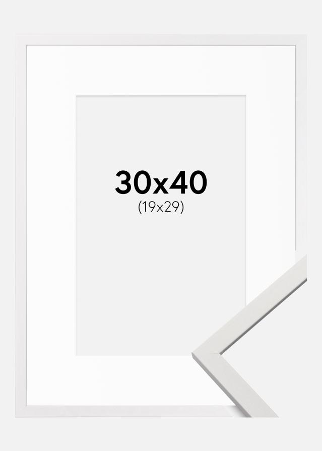 Ram med passepartou Rahmen Edsbyn Weiß 30x40 cm - Passepartout Weiß 20x30 cm