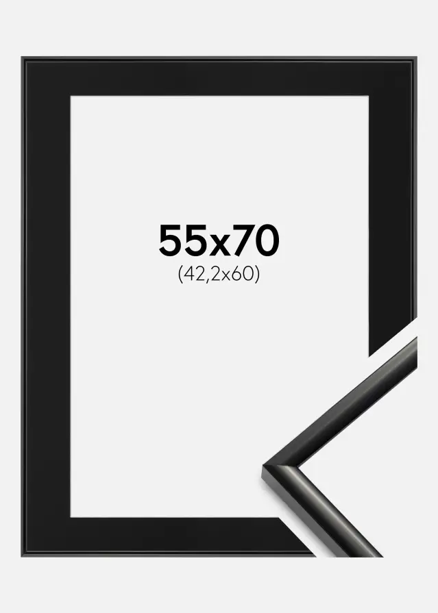 Ram med passepartou Rahmen New Lifestyle Schwarz 55x70 cm - Passepartout Schwarz 43,2x61 cm (A2+)