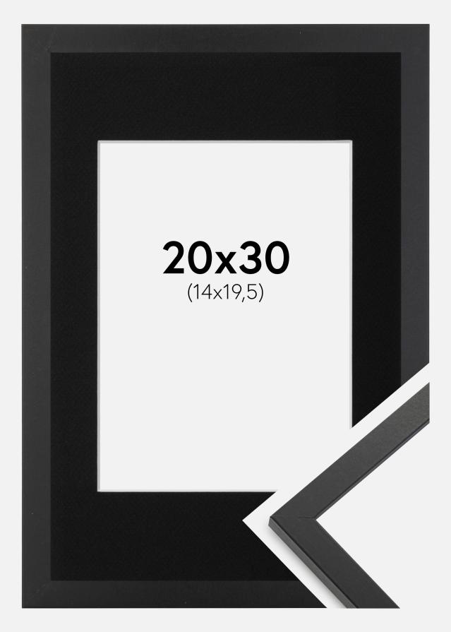 Ram med passepartou Rahmen Trendy Schwarz 20x30 cm - Passepartout Schwarz 15x21 cm (A5)