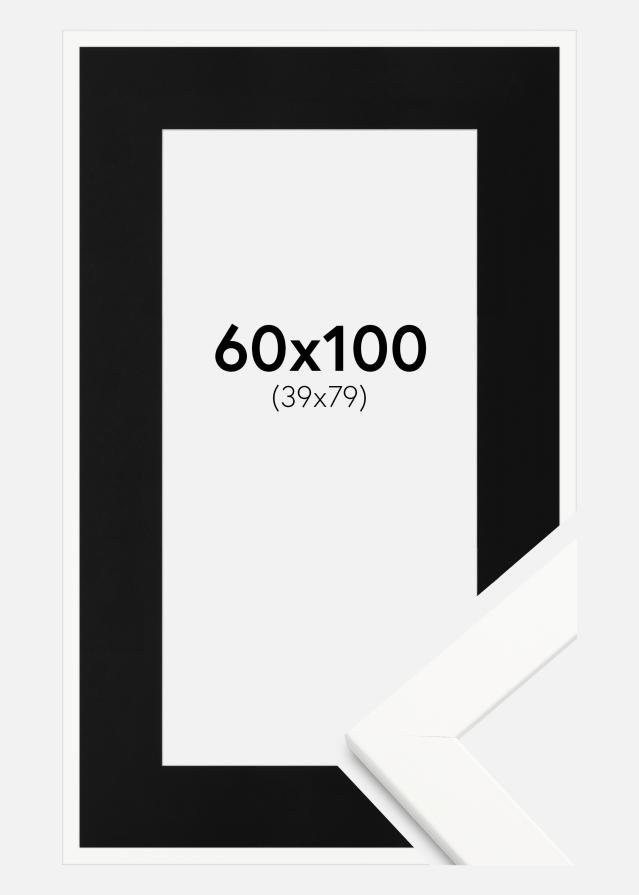 Ram med passepartou Rahmen Trendline Weiß 60x100 cm - Passepartout Schwarz 40x80 cm