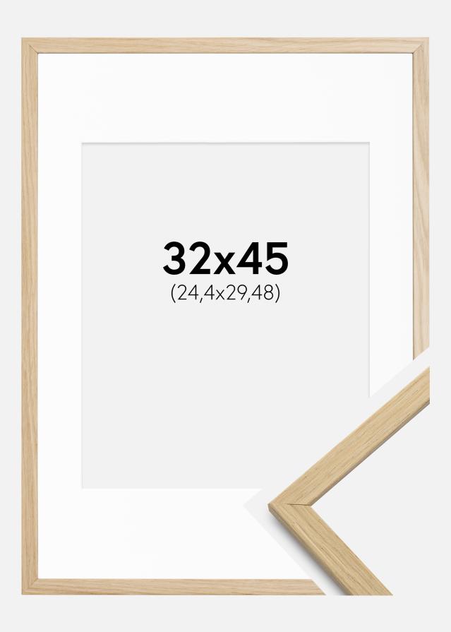 Ram med passepartou Rahmen Edsbyn Eiche 32x45 cm - Passepartout Weiß 10x12 inches