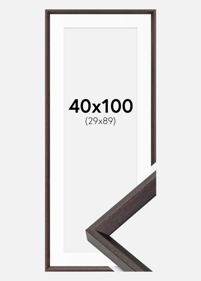 Ram med passepartou Rahmen Globe Espresso 40x100 cm - Passepartout Weiß 30x90 cm