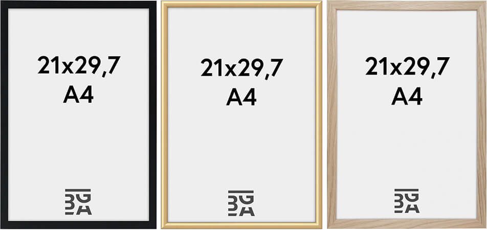 Schwarzer Rahmen für A4, Goldrahmen für A4, Holzrahmen für A4