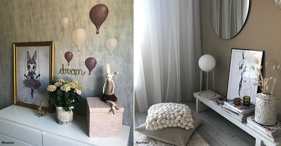 Guldram i barnrum - svart ram i vardagsrum