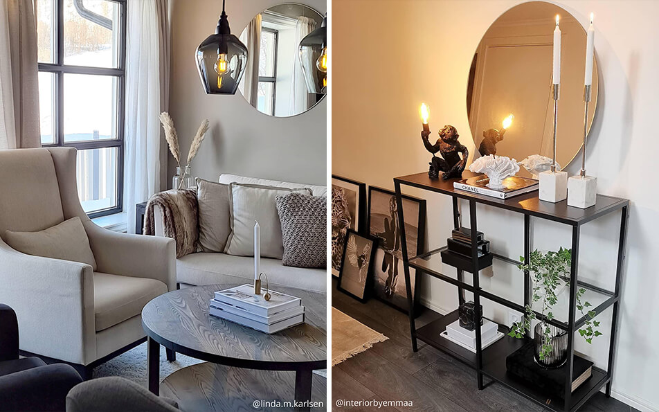 Runde Spiegel - stilvolle Lampen