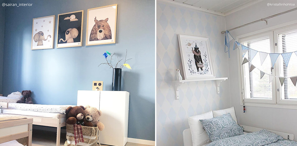 Kinderzimmereinrichtung - Poster mit Elefant und Bär