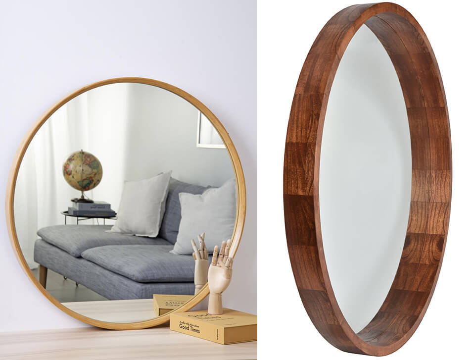 Runde Spiegel - Holzspiegel - Eichenholz-Spiegel