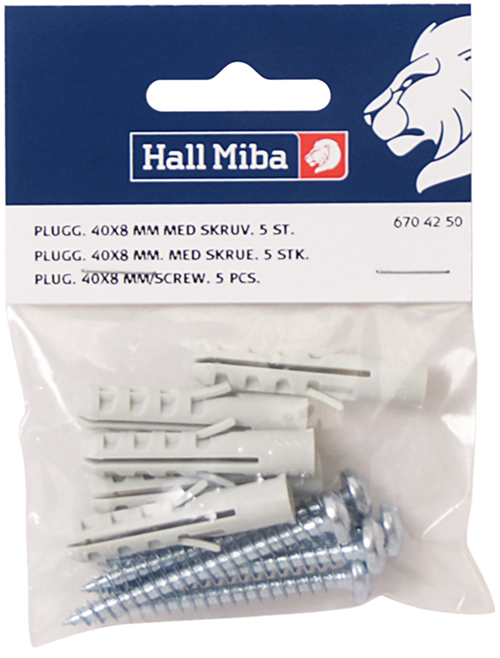 Hallmiba Schraube und Dübel für Betonwand - 5er-Pack (40x8 mm)